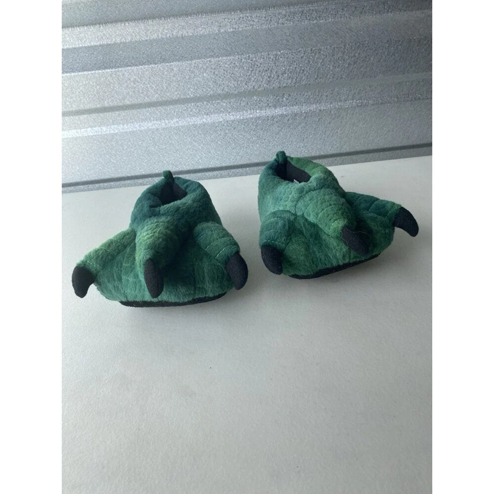 Unisex Kids Green Dinosaur Claw Feet Slip-On Slippers Toddler Size 4-5
